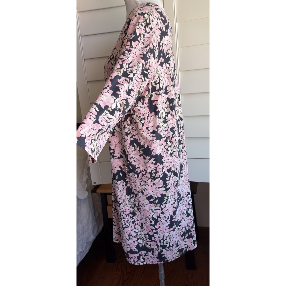 J. Jill Wearever Collection Dress L Shift Double V-Neck Pleat Floral Pockets - Picture 6 of 12